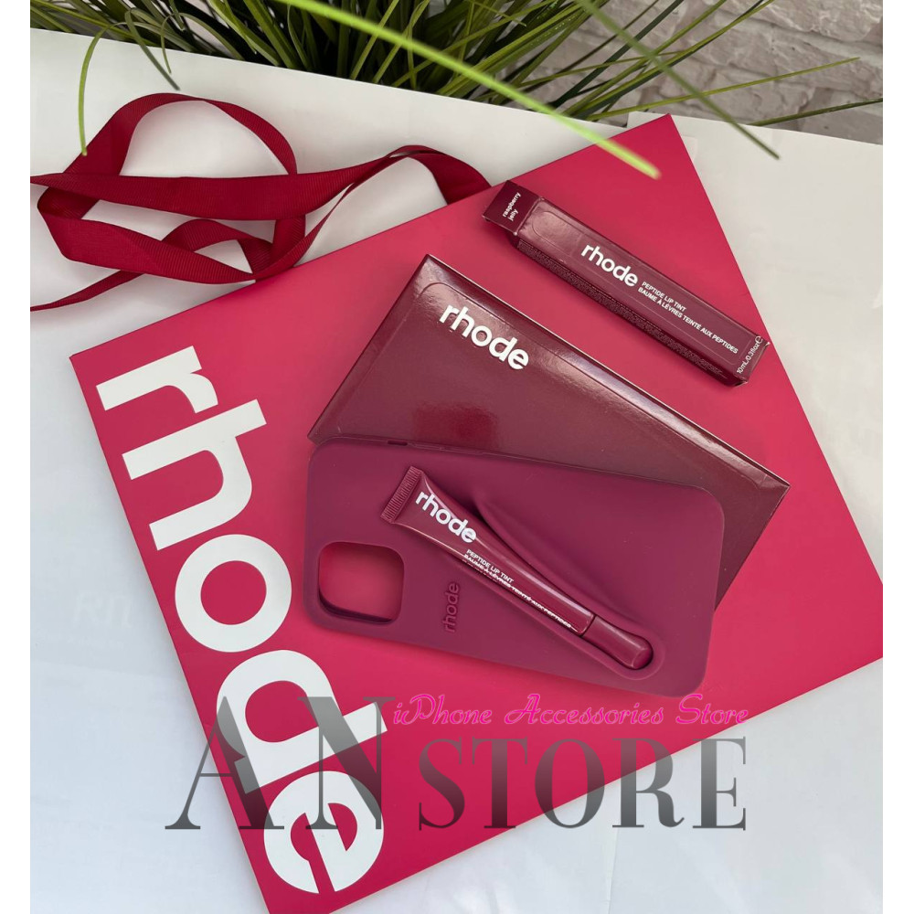 Бордовий чохол rhode на айфон 12 про  lip Case Raspberry Jelly 